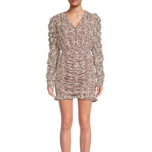 Free The Roses Ruched Floral MIDI Dress Size Medium